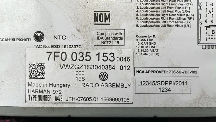 Audi Owner - Radio Serial Number